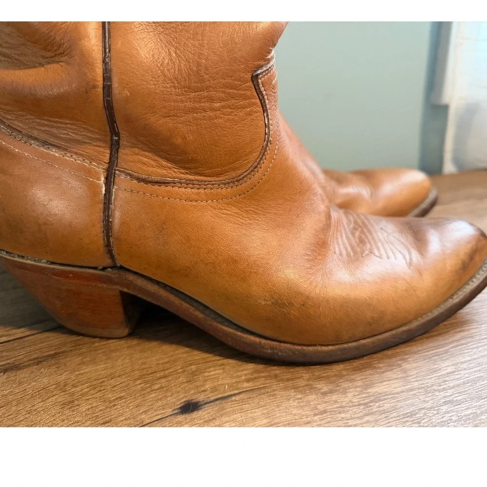 Justin Men's Size 9 EE #1106 Mulehide Tan Leather Cowboy Boots USA Made Vintage - Picture 8 of 15